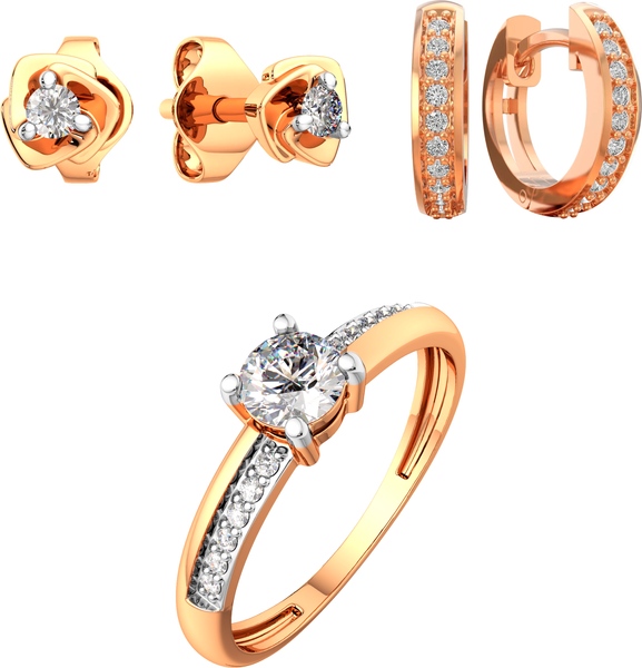 Изображение товара Комплект ювелирных украшений из розового золота ZORKA 210962.14K.R.ZZ, 310513.14K.R, 3101448.14K.R.ZZ