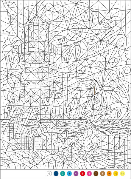 Изображение товара Раскраска-антистресс Мозаика-Синтез Цветовой код. Раскрась по номерам. Транспорт, мягкая обложка (МС14599)