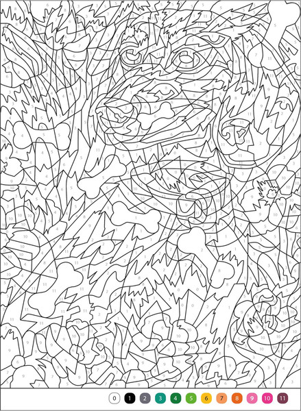 Изображение товара Раскраска-антистресс Мозаика-Синтез Цветовой код. Раскрась по номерам. Мир животных, мягкая обложка  (МС14600)