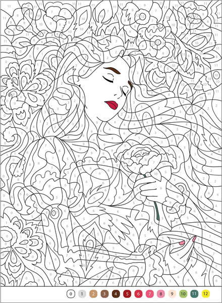 Изображение товара Раскраска-антистресс Мозаика-Синтез Цветовой код. Раскрась по номерам. Принцессы и царевны / МС14598 (мягкая обложка)