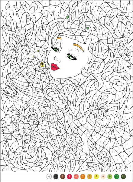 Изображение товара Раскраска-антистресс Мозаика-Синтез Цветовой код. Раскрась по номерам. Принцессы и царевны / МС14598 (мягкая обложка)