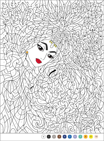 Изображение товара Раскраска-антистресс Мозаика-Синтез Цветовой код. Раскрась по номерам. Принцессы и царевны / МС14598 (мягкая обложка)