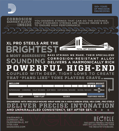 Изображение товара Струны для бас-гитары D'Addario EPS-170-5