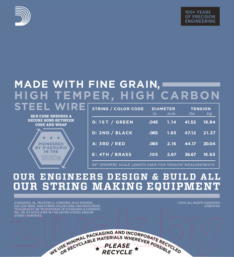 Изображение товара Струны для бас-гитары D'Addario EPS-165