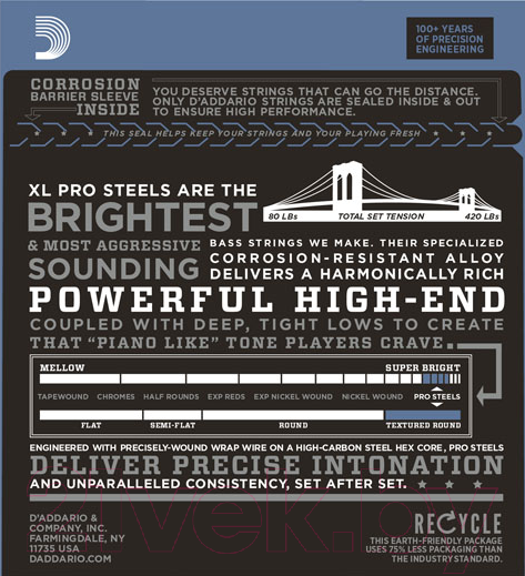 Изображение товара Струны для бас-гитары D'Addario EPS-160