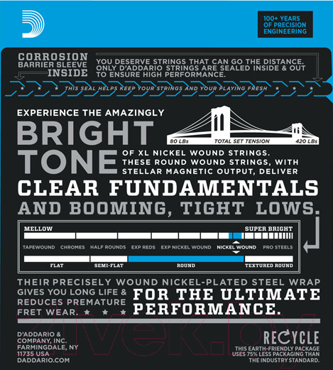 Изображение товара Струны для бас-гитары D'Addario EXL-165