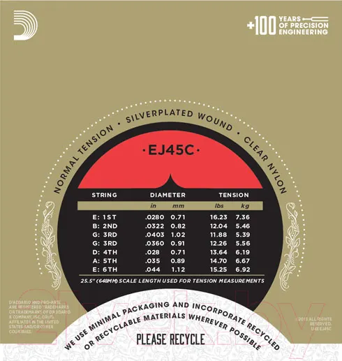 Изображение товара Струны для классической гитары D'Addario EJ-45C