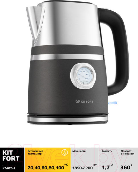 Изображение товара Электрочайник Kitfort KT-670-1 (графит)