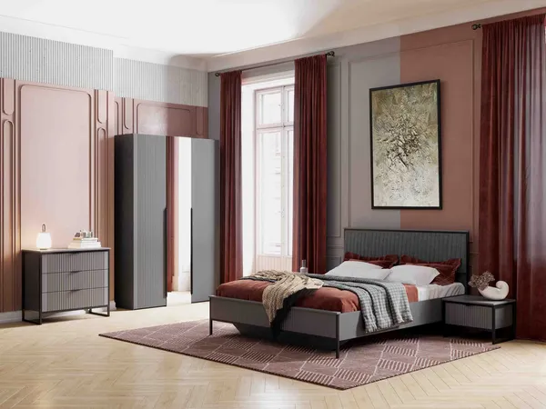 Изображение товара Двуспальная кровать Мебельград Нора 160х200 (металл бруклин/графит)