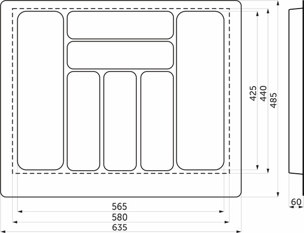 Изображение товара Органайзер для столовых приборов AKS 700 Basic 635x485 / 114 060  (серый)