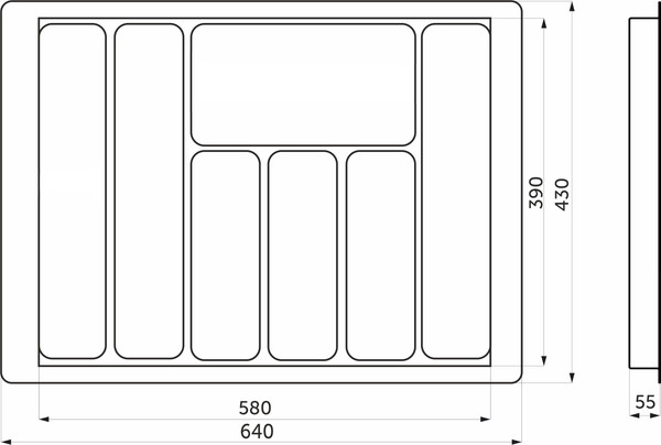 Изображение товара Органайзер для столовых приборов AKS  700 Liner 640x430 / 117 225 (серый)