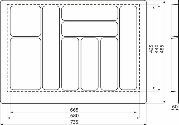 Изображение товара Органайзер для столовых приборов AKS 800 Basic 735x485 / 113 712 (белый)