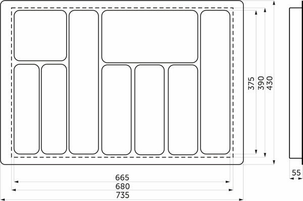 Изображение товара Органайзер для столовых приборов AKS 800 Liner 735x430 / 117 226 (серый)