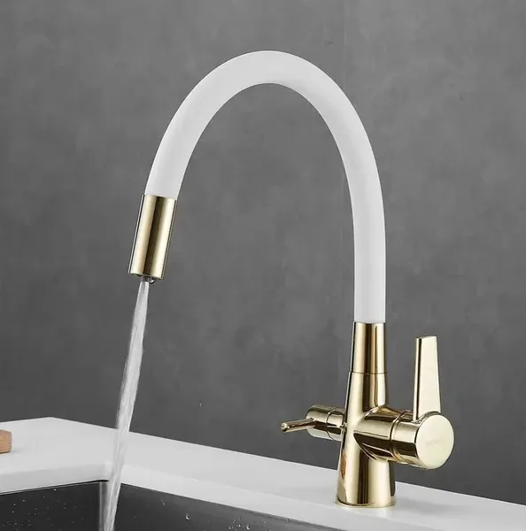 Изображение товара Смеситель Shevanik S668E (белый/золото)