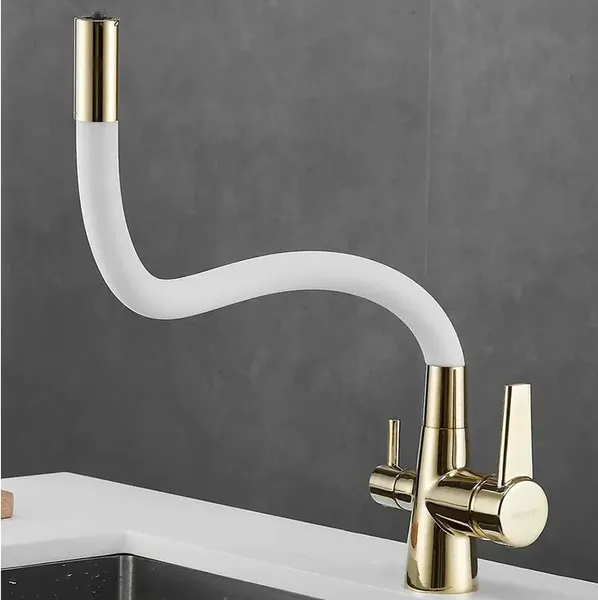 Изображение товара Смеситель Shevanik S668E (белый/золото)