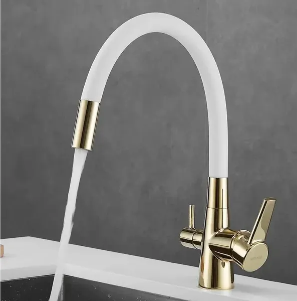 Изображение товара Смеситель Shevanik S668E (белый/золото)