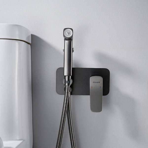 Изображение товара Гигиенический душ со смесителем Shevanik S9905T (оружейная сталь)