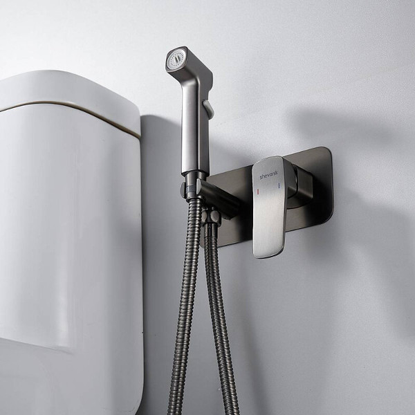 Изображение товара Гигиенический душ со смесителем Shevanik S9905T (оружейная сталь)