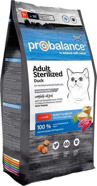 Изображение товара Сухой корм для кошек ProBalance Sterilized Duck (8кг)