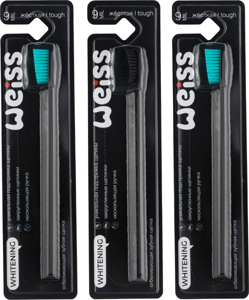 Изображение товара Набор зубных щеток WEISS Отбеливающие жесткие (3шт)