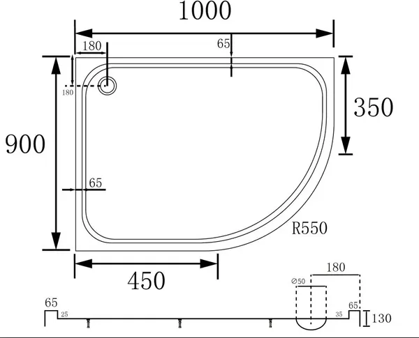 Изображение товара Душевой поддон Abber AD3E109 L 100x90