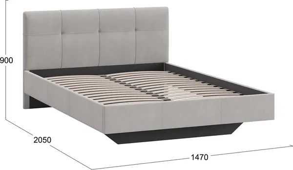 Изображение товара Полуторная кровать ТриЯ Элис с мягкой обивкой Тип 1 140x200 Исп.2 (велюр ultra smoke)