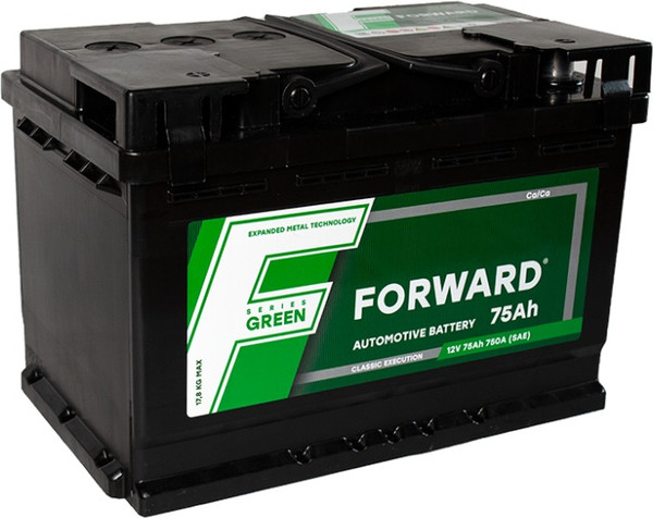 Изображение товара Автомобильный аккумулятор ForwarD Green 75 Ah (1) 750A L3 6СТ-75 / 075 022 K01 FG (75А/ч)
