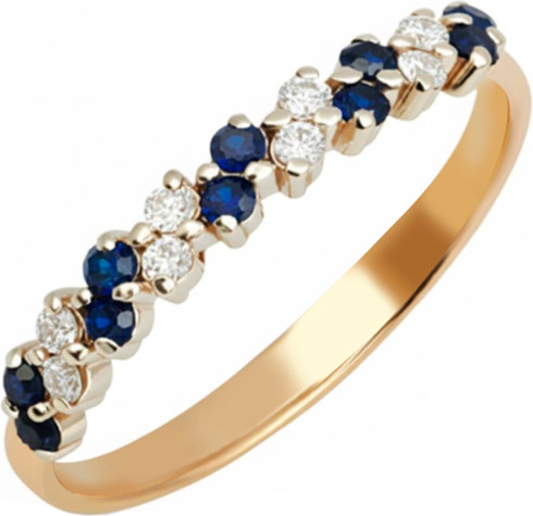 Изображение товара Кольцо из комбинированного золота Кристалл CM66100226773 (р.18.5, с бриллиантами и сапфирами)