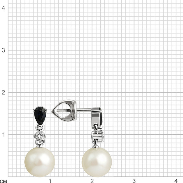 Изображение товара Серьги из белого золота Кристалл CM03700226773 (с бриллиантами, жемчугом и сапфирами)