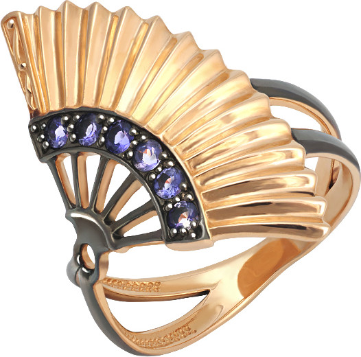 Изображение товара Кольцо из комбинированного золота Кристалл CH21000226773 (р.17.5, с иолитом)