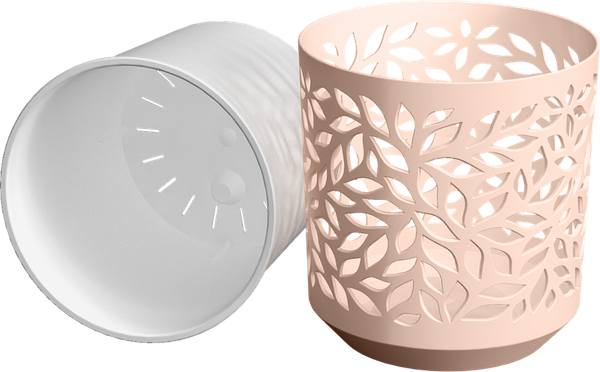 Изображение товара Кашпо La Decoro Leaves (2.5л, пудра/белый)