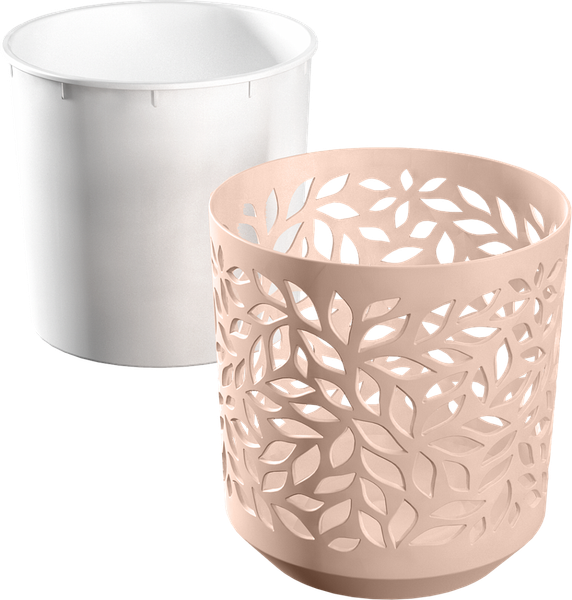 Изображение товара Кашпо La Decoro Leaves (2.5л, пудра/белый)