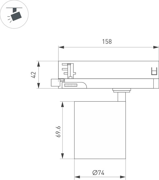 Изображение товара Трековый светильник Arlight LGD-DYKE-4TR-R75-16W Warm3000 WH 38 deg / 052280