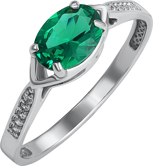 Изображение товара Кольцо из белого золота Кристалл CN67900226773 (р.17.5, с изумрудом и фианитами)