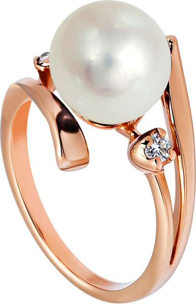 Изображение товара Кольцо из красного золота Кристалл CA86200226773 (р.19.5, с фианитом и жемчугом)