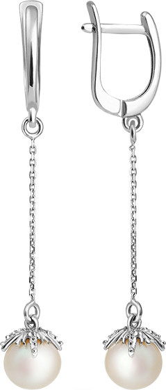 Изображение товара Серьги из белого золота Кристалл CJ19600226773 (с фианитами и жемчугом)