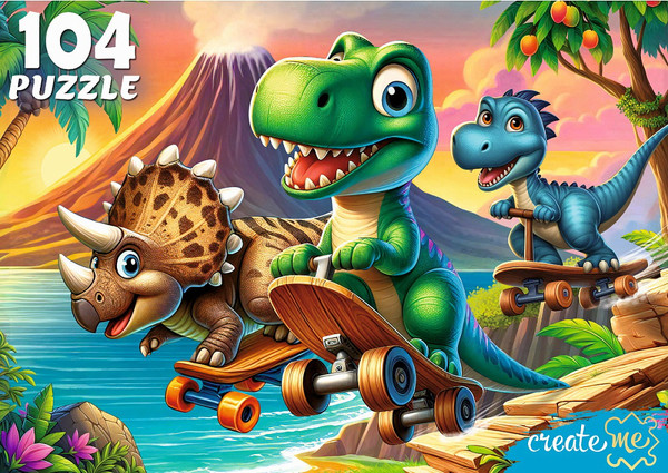 Изображение товара Пазл РЫЖИЙ КОТ Веселые динозавры / УК104-0201