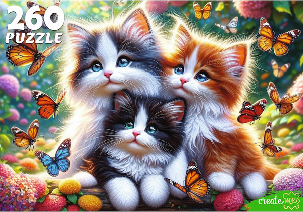 Изображение товара Пазл РЫЖИЙ КОТ Котята и бабочки / Х260-4549