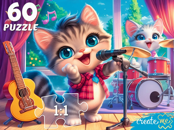 Изображение товара Пазл РЫЖИЙ КОТ Котята-музыканты / П60-5995