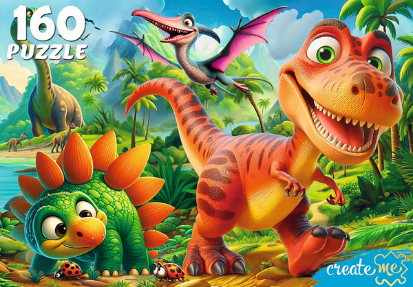 Изображение товара Пазл РЫЖИЙ КОТ Дружные динозавры / ПУ160-8259
