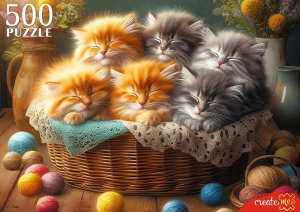 Изображение товара Пазл РЫЖИЙ КОТ Спящие котята / Ф500-8714