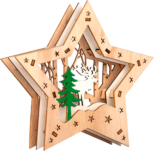 Изображение товара Световая фигурка Luazon Lighting Звезда с оленем в лесу / 6117380