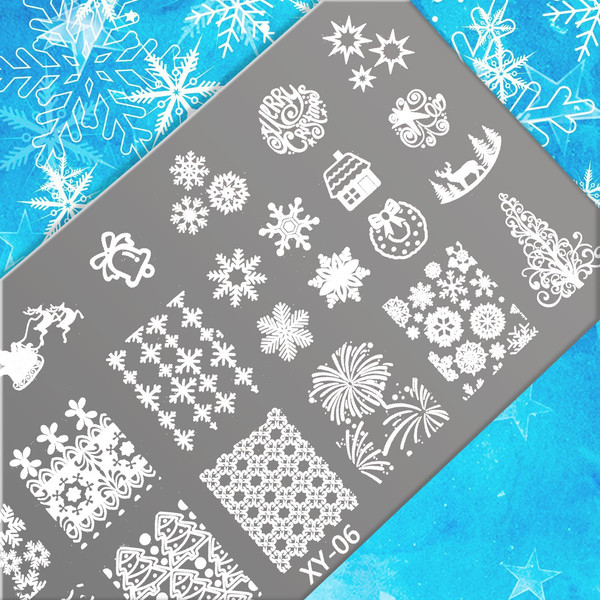Изображение товара Пластина для стемпинга Queen Fair Зимний узор металлическая 12x6 / 4301096