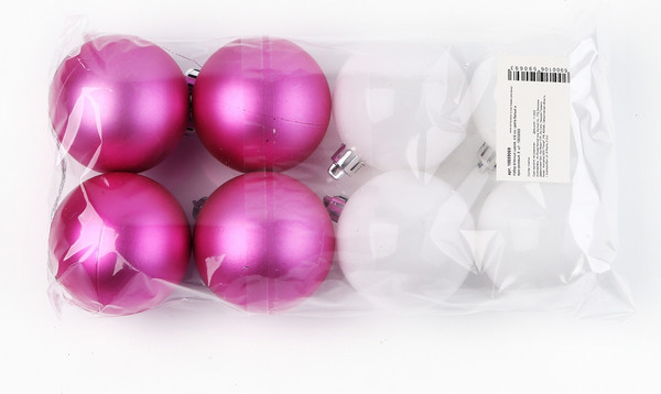 Изображение товара Набор шаров новогодних Sima-Land 10659069 (8шт, розовый/белый)