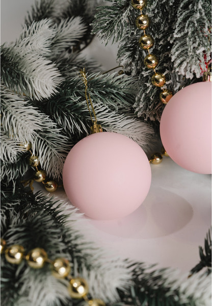 Изображение товара Набор шаров новогодних Зимнее волшебство Матовый / 4298875 (2шт, розовый)