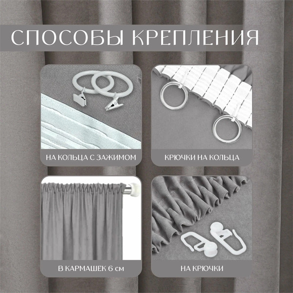 Изображение товара Комплект штор Soft Lines Канвас 707 150x250 (2шт, глубокий серый)