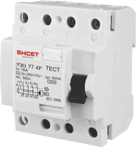 Изображение товара Устройство защитного отключения SHCET УЗО 4Р 32А 100мА У7 / S0000396