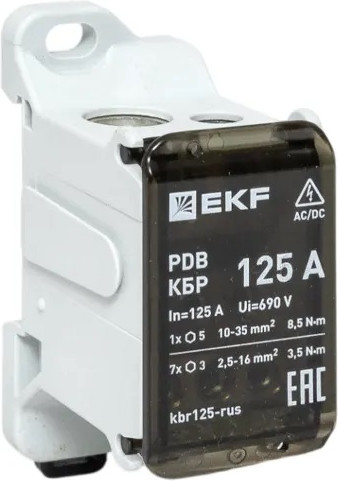 Изображение товара Распределительный блок на DIN-рейку EKF PROxima КБР 125A / kbr125-rus