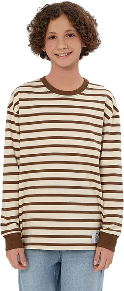 Изображение товара Лонгслив детский Mark Formelle 123434/1 (р.110-56, молочно-коричневая полоска)