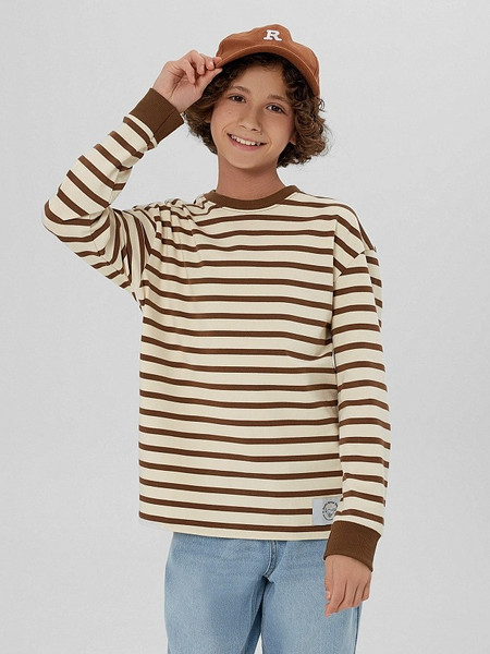 Изображение товара Лонгслив детский Mark Formelle 123434/1 (р.116-60, молочно-коричневая полоска)